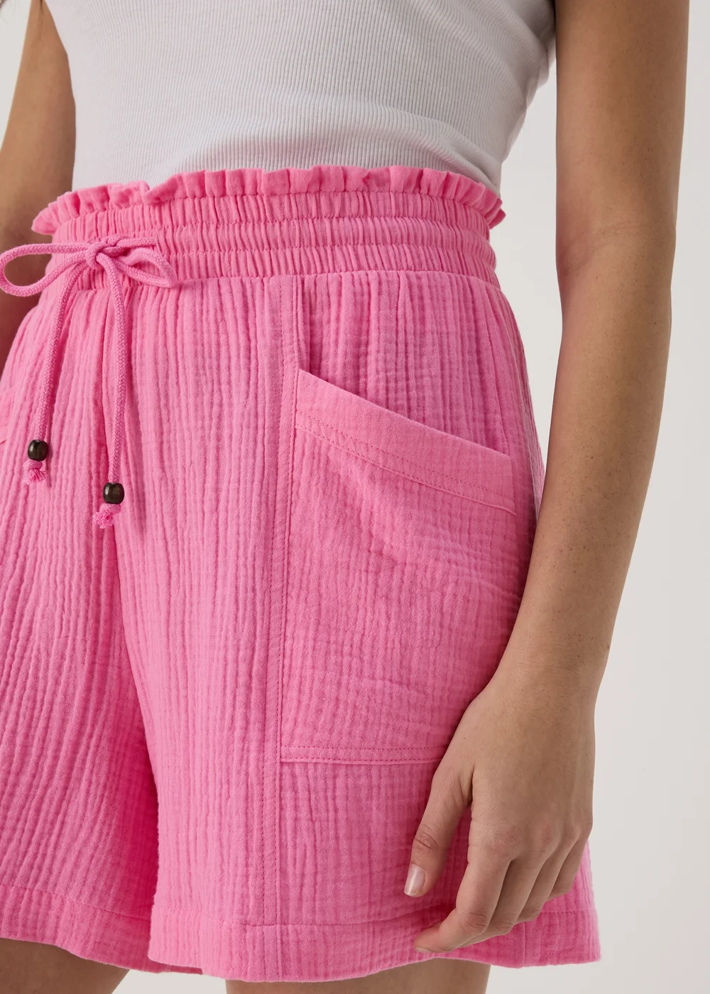 Pink Textured Shorts - 8 Image 3