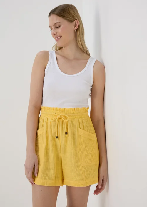 Yellow Double Cloth Shorts - 8 Image 4