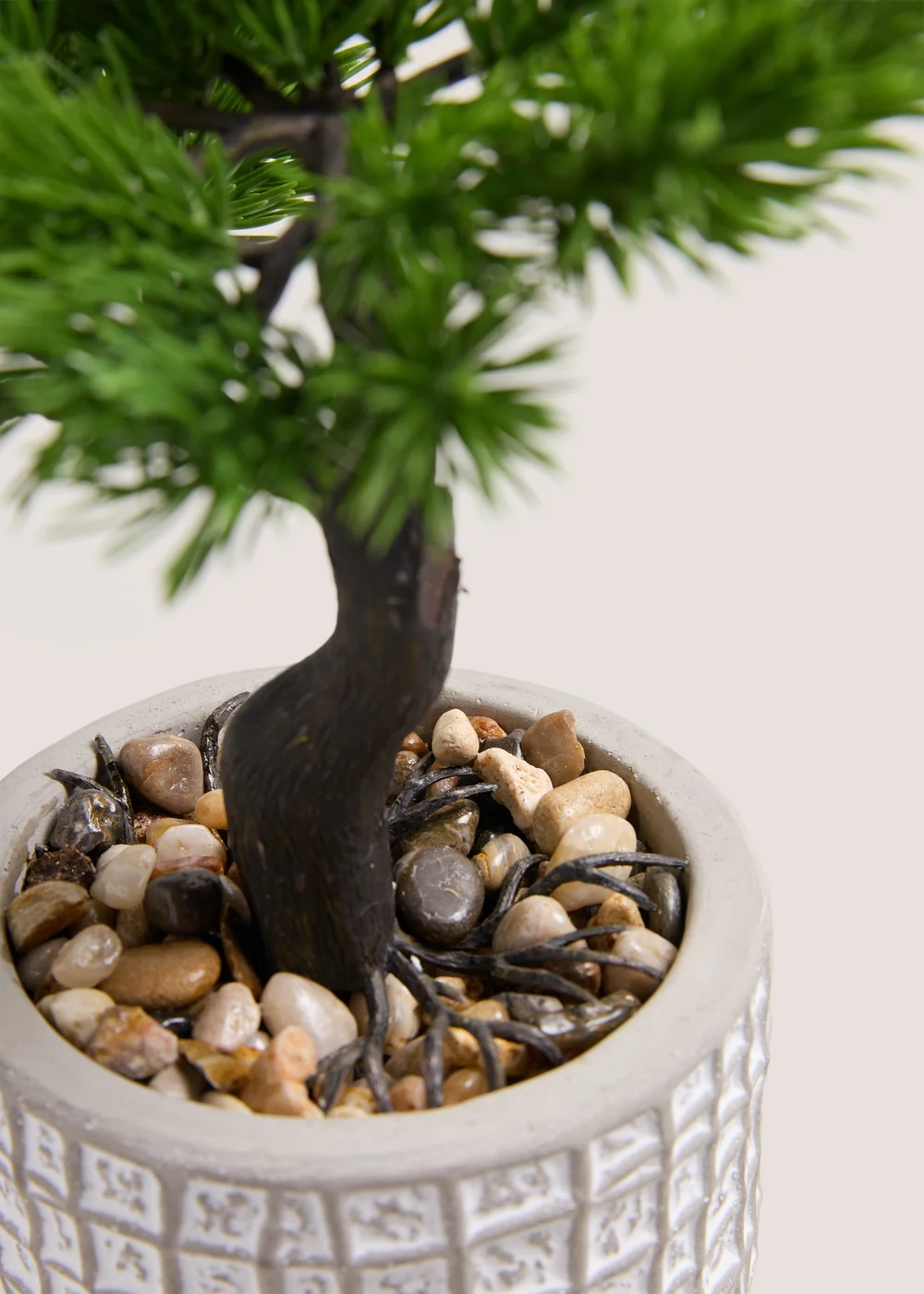 Green Bonsai In White Embroidered Pot (25cm x 18cm x 26cm) Image 2