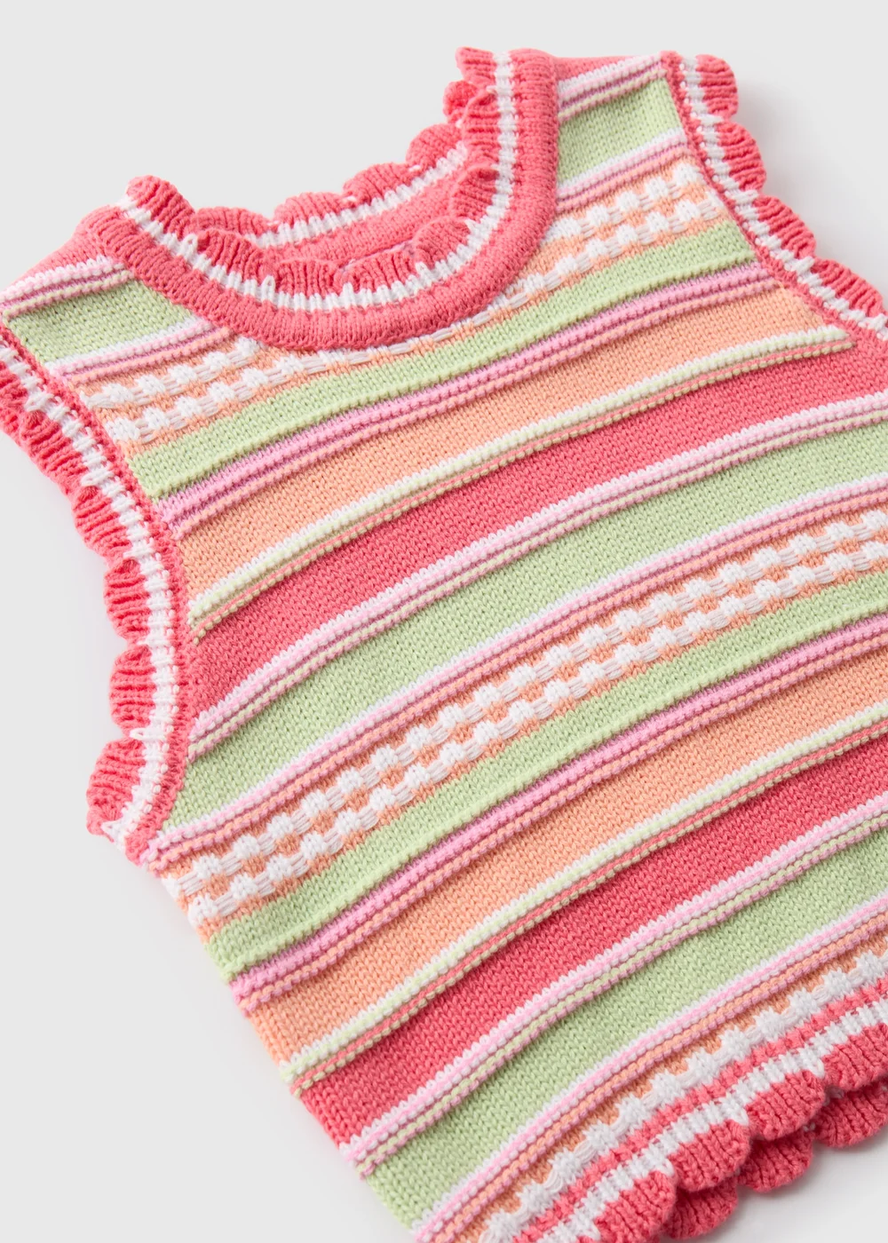 Girls Multicolour Stripe Crochet Vest Top (7-15yrs) - 10 Yrs Image 2