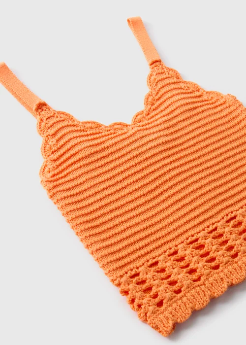 Girls Orange Crochet Vest Top (7-15yrs) - 7 Yrs Image 2