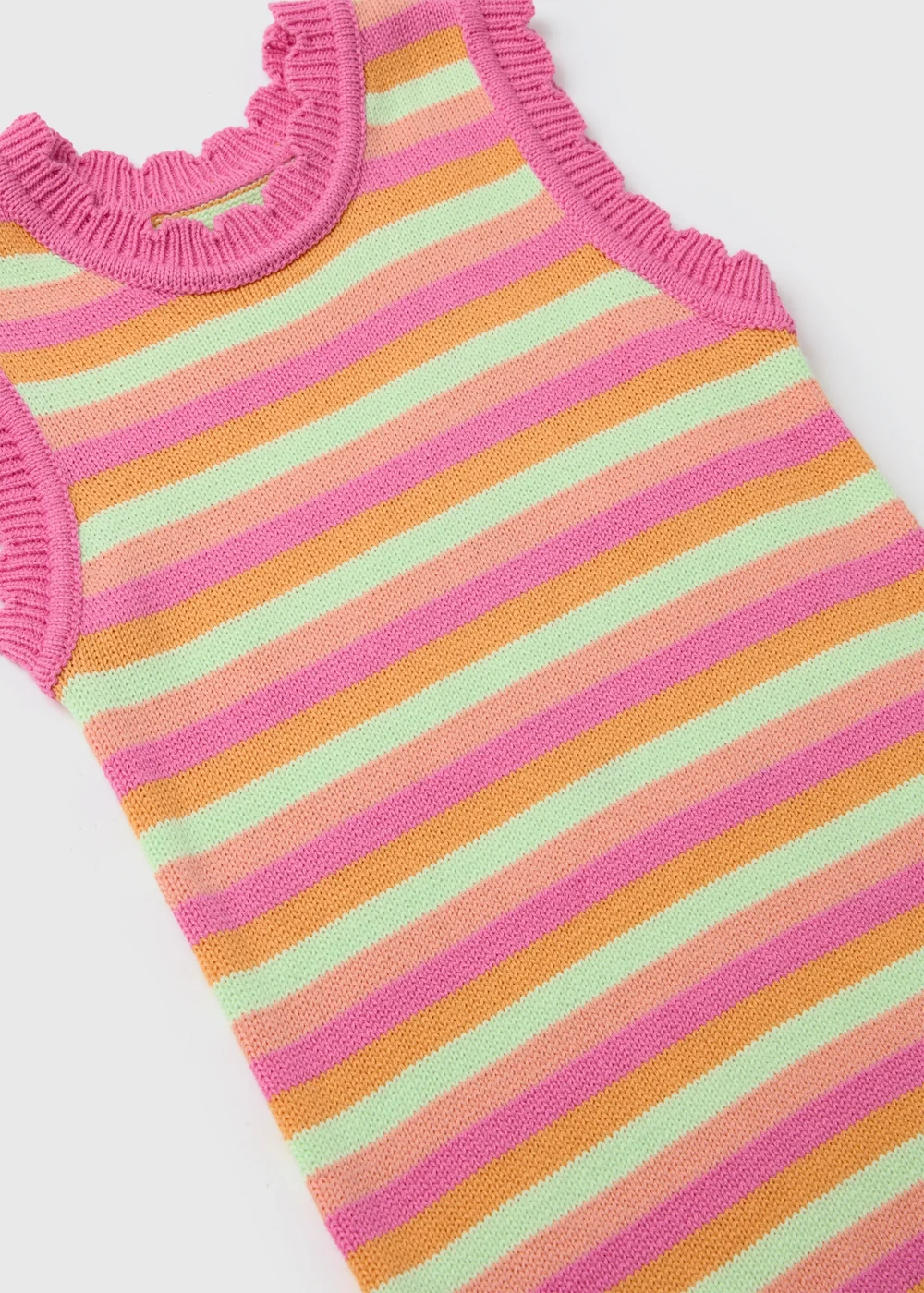 Girls Multicolour Crochet Stripe Dress (7-13yrs) - 7 Yrs Image 2