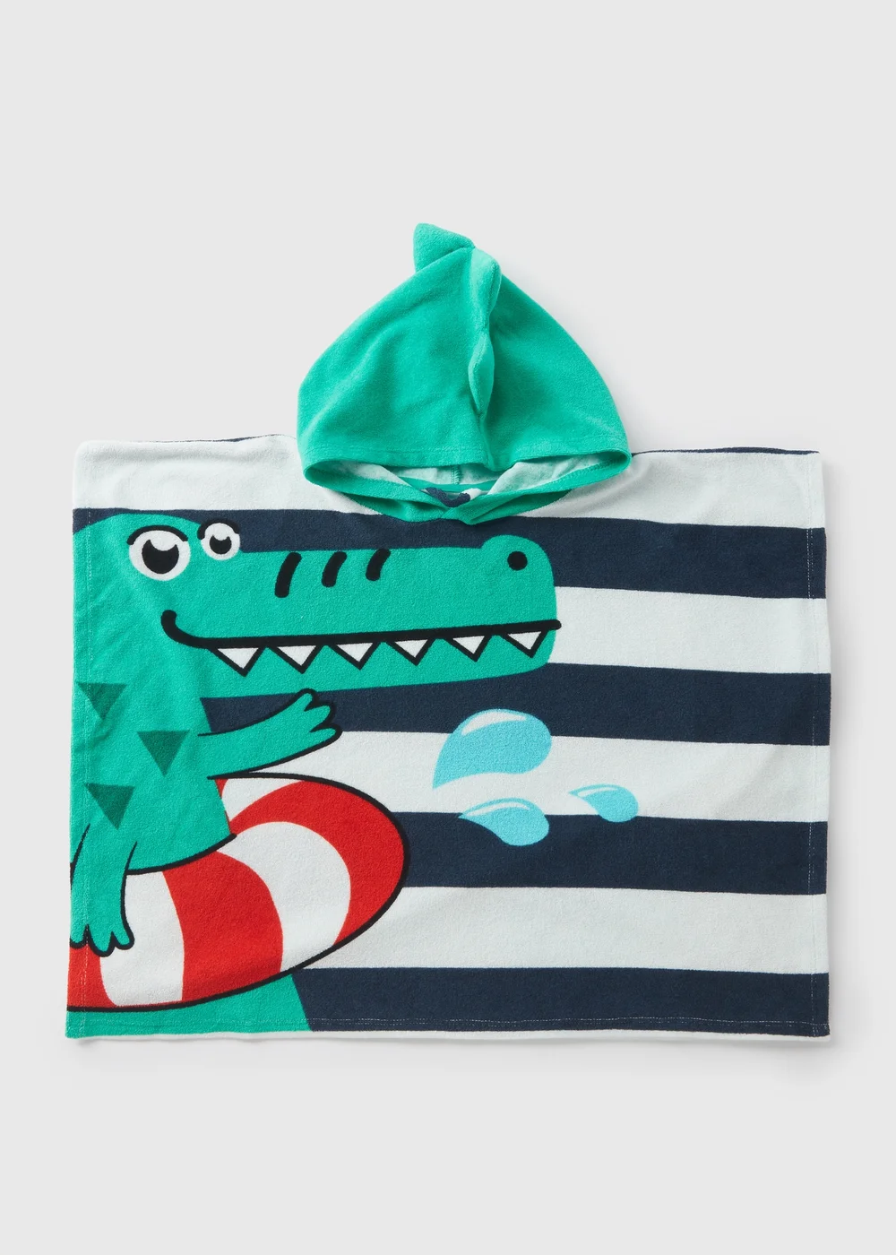 Kids Navy & Green Croc Stripe Poncho - Small/Medium Image 1