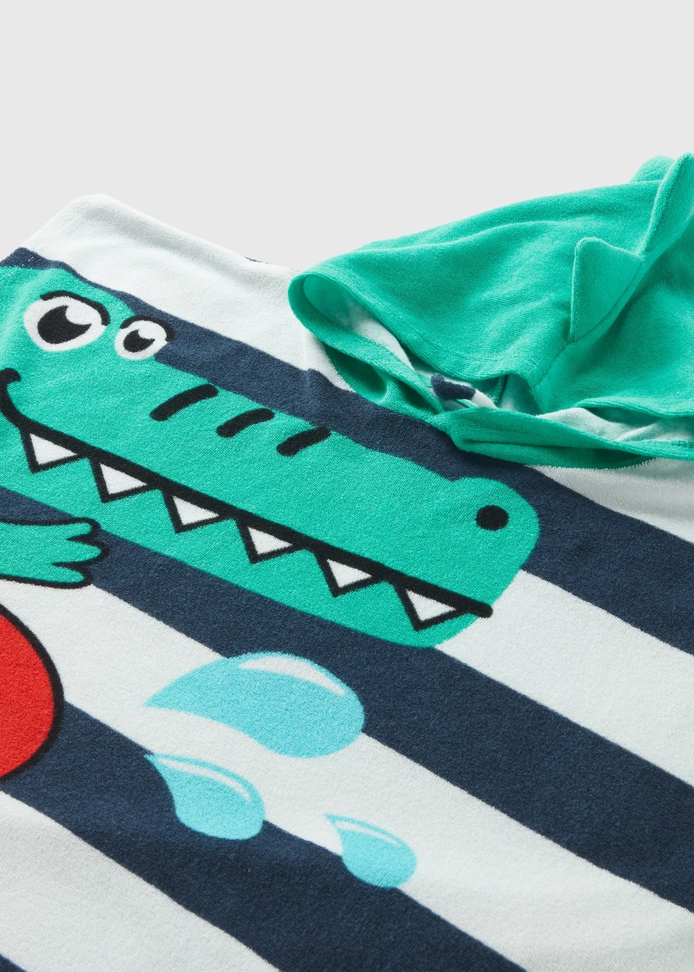 Kids Navy & Green Croc Stripe Poncho - Small/Medium Image 2