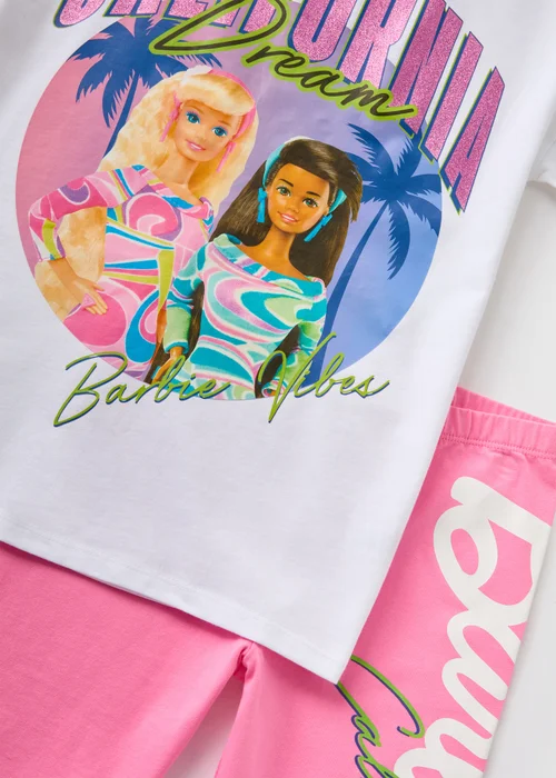 Barbie Girls White California Cycling Shorts Set (4-12yrs) - Age 4 Years Image 2