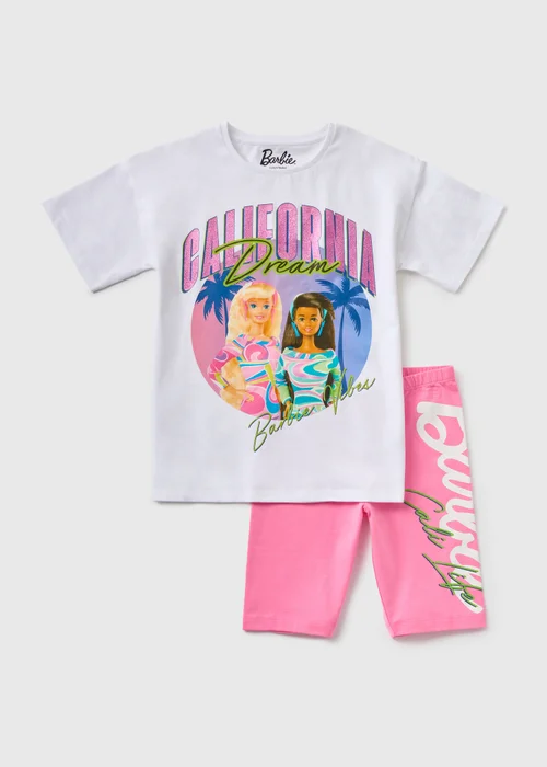 Barbie Girls White California Cycling Shorts Set (4-12yrs) - Age 4 Years Image 1