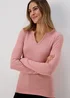 Pink Rib Notch Neck Long Sleeve Top - Size 8 Image 3