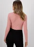 Pink Rib Notch Neck Long Sleeve Top - Size 8 Image 2