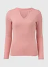 Pink Rib Notch Neck Long Sleeve Top - Size 8 Image 5
