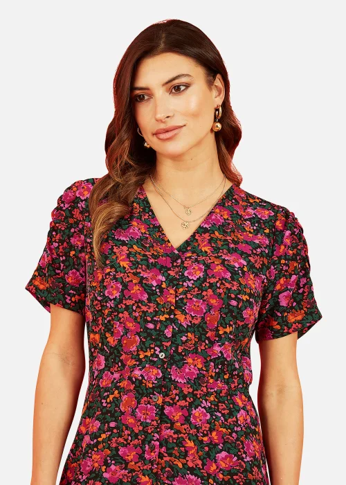 Mela Ditsy Floral Midi Shirt Dress In Pink - 14 Image 2