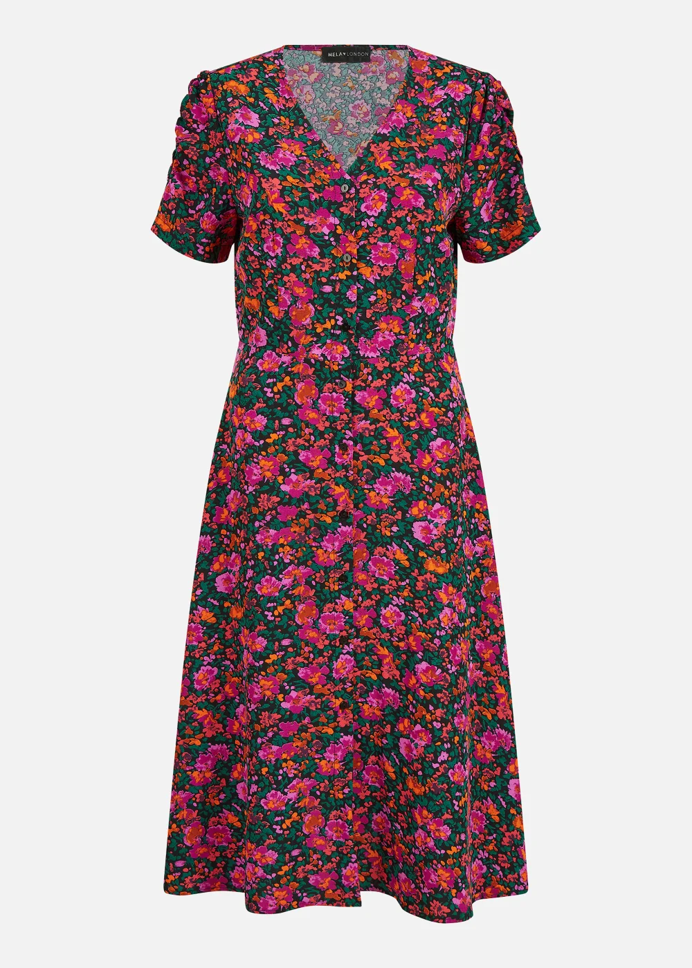 Mela Ditsy Floral Midi Shirt Dress In Pink - 14 Image 3