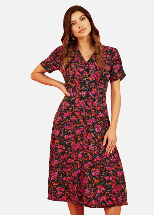 Mela Ditsy Floral Midi Shirt Dress In Pink - 14 Image 1