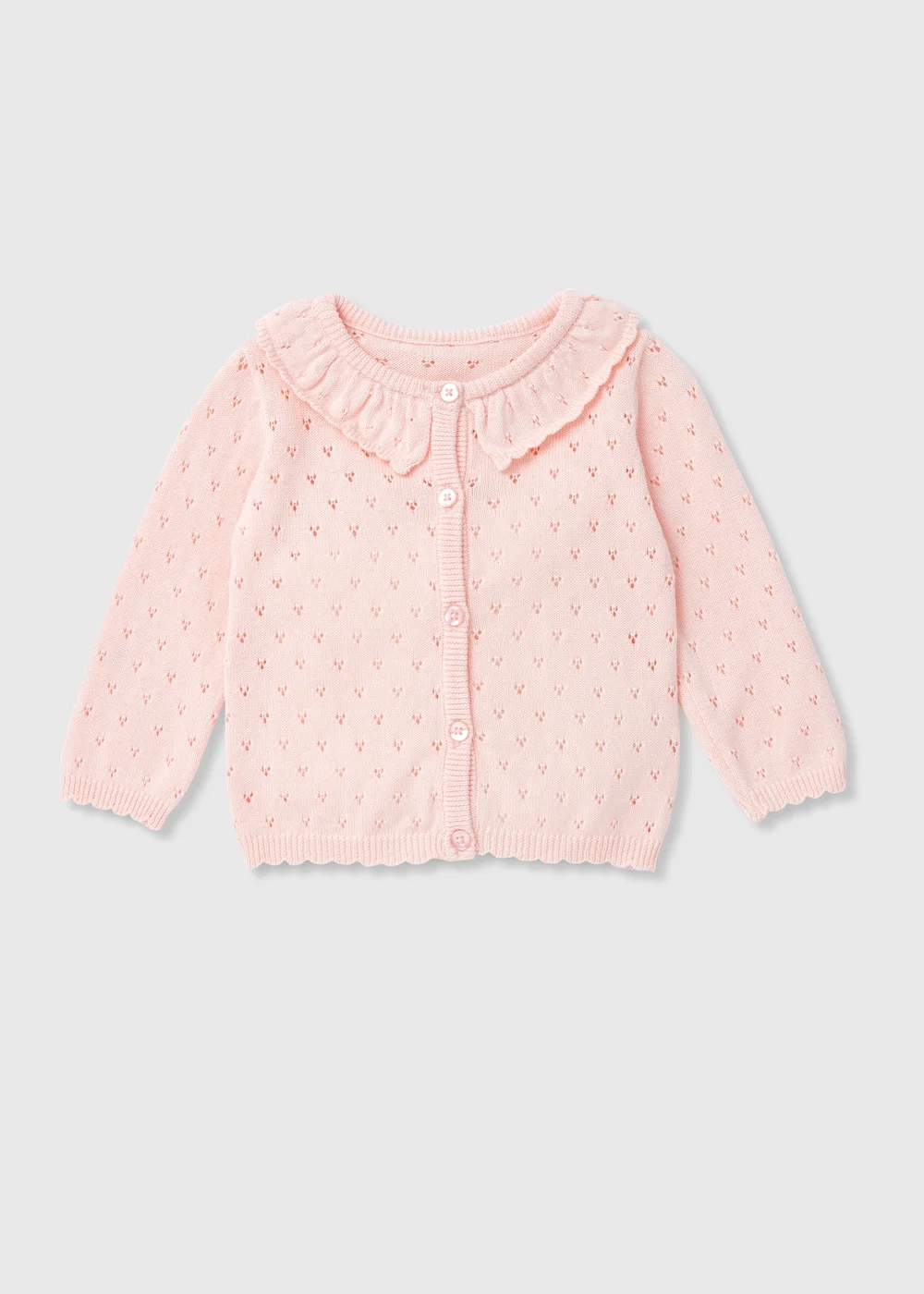 Baby Pink Lace Trim Cardigan (Newborn-23mths) - 0-3 months Image 1