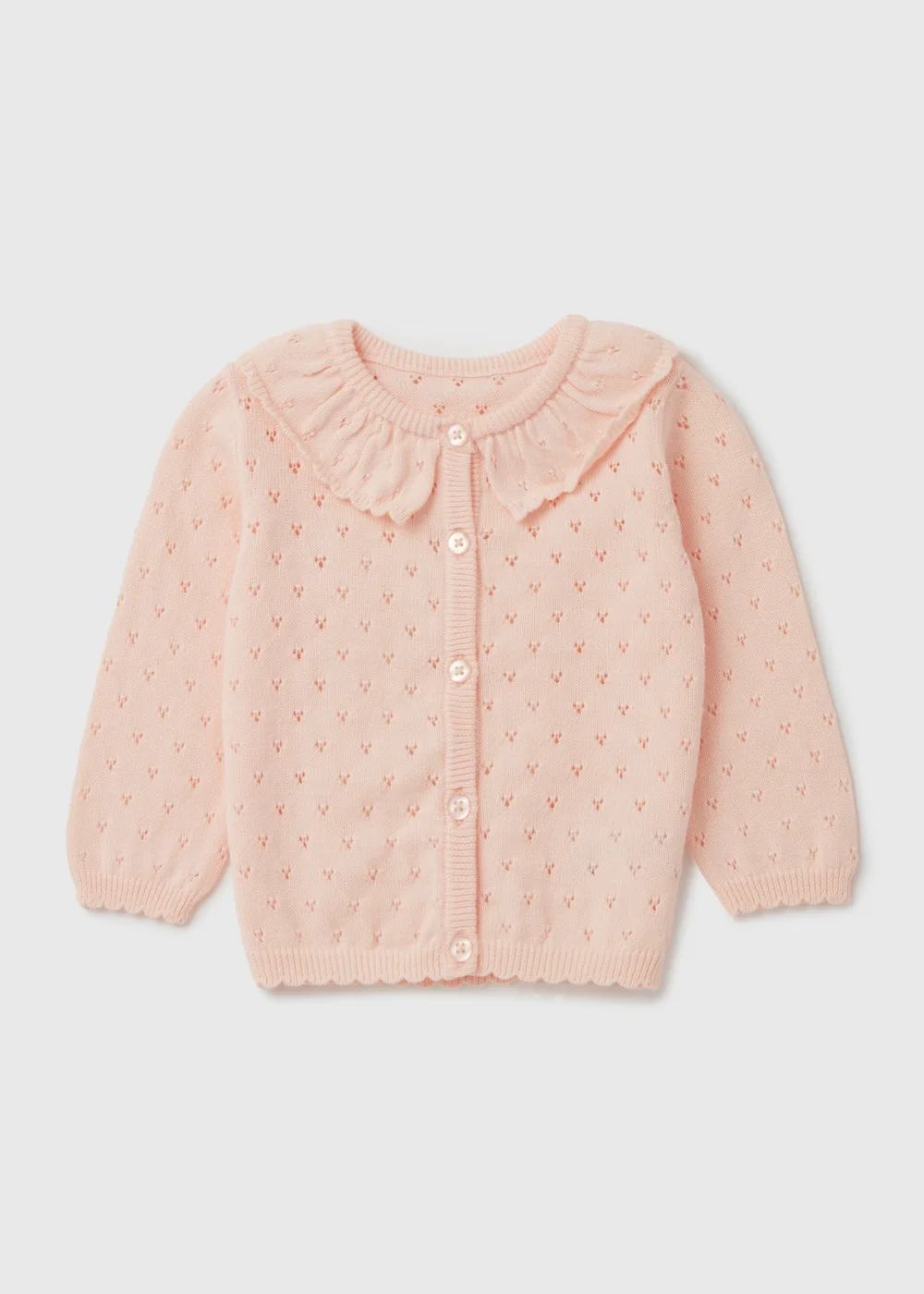 Baby Pearl Lace Trim Cardigan (Newborn-23mths) - 0-3 months Image 1