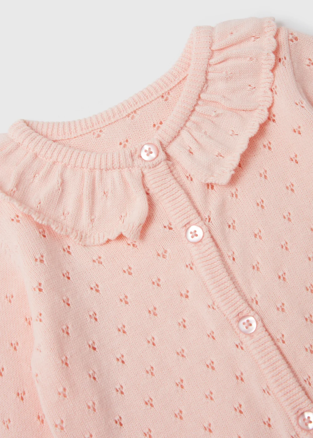 Baby Pearl Lace Trim Cardigan (Newborn-23mths) - 0-3 months Image 2