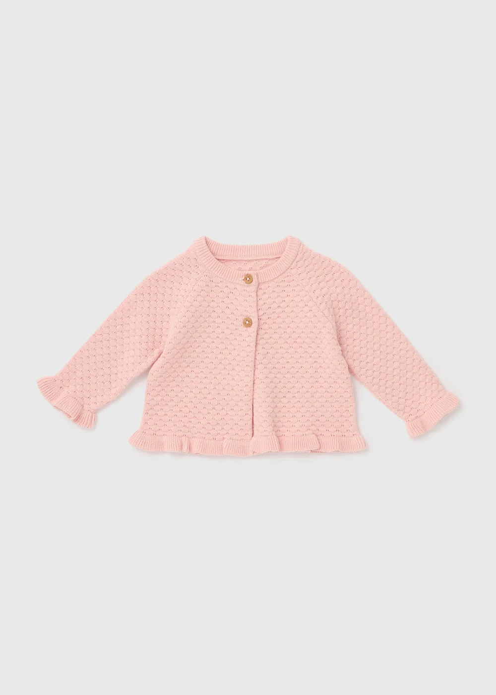 Girls Pink Frill Knit Cardigan (Newborn-23mths) - 0-3 months Image 1