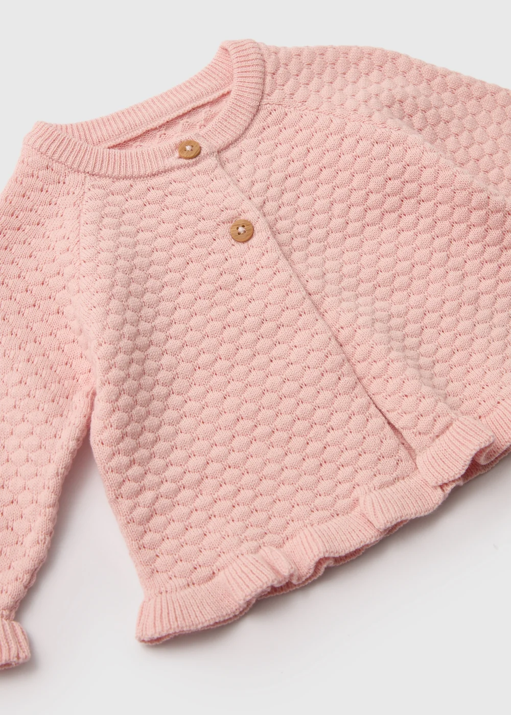 Girls Pink Frill Knit Cardigan (Newborn-23mths) - 0-3 months Image 2