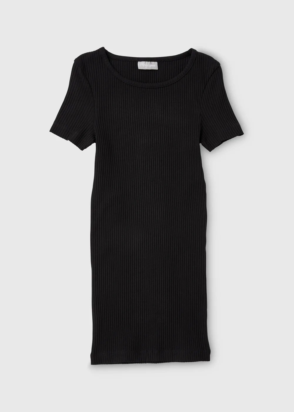Girls Black Ribbed Dress (7-15yrs) - 7 Yrs Image 1