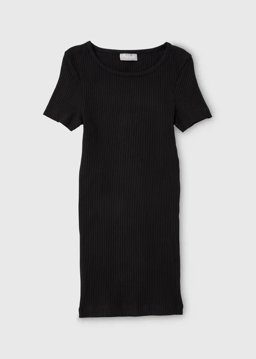 Girls Black Ribbed Dress (7-15yrs) - 7 Yrs Image 1