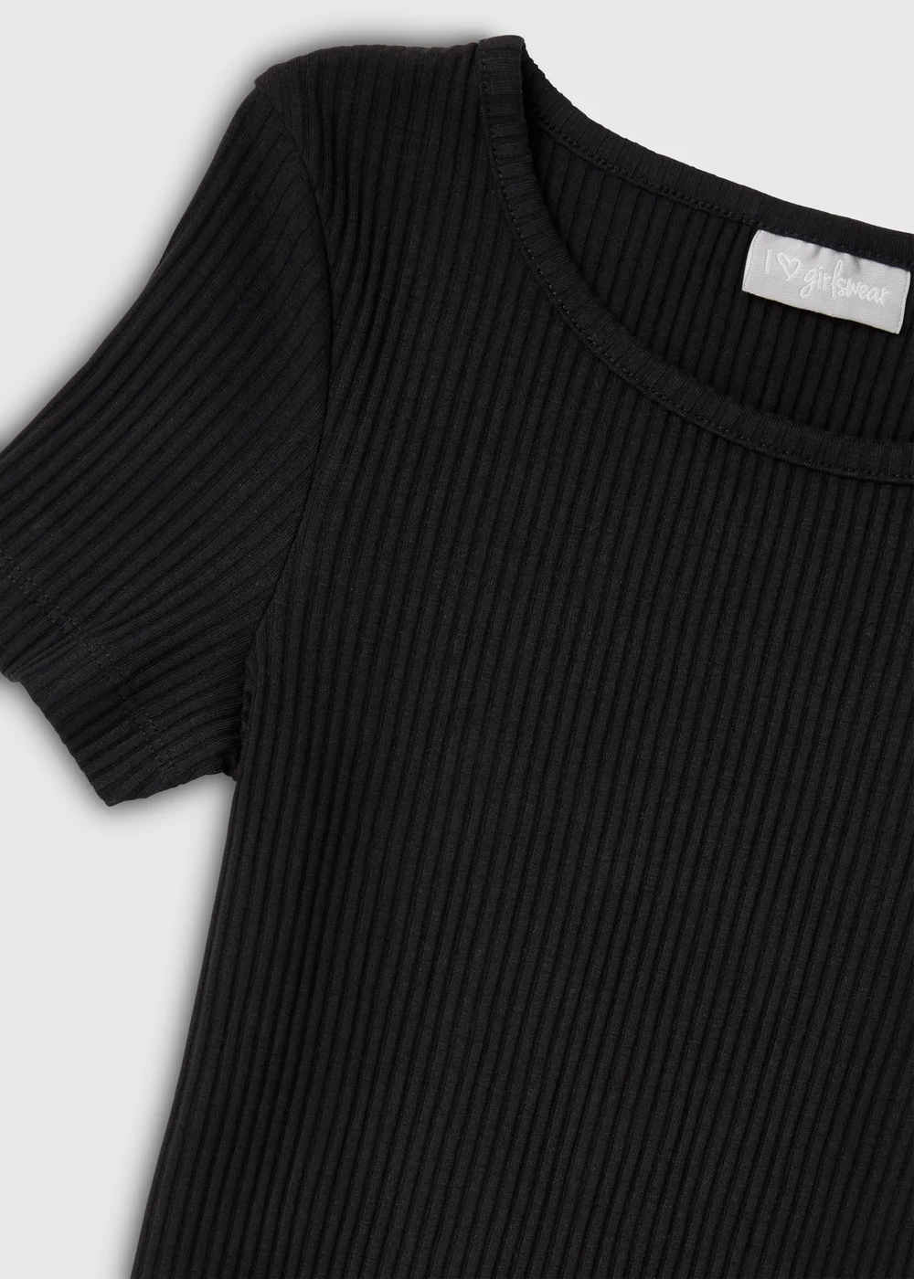 Girls Black Ribbed Dress (7-15yrs) - 7 Yrs Image 2