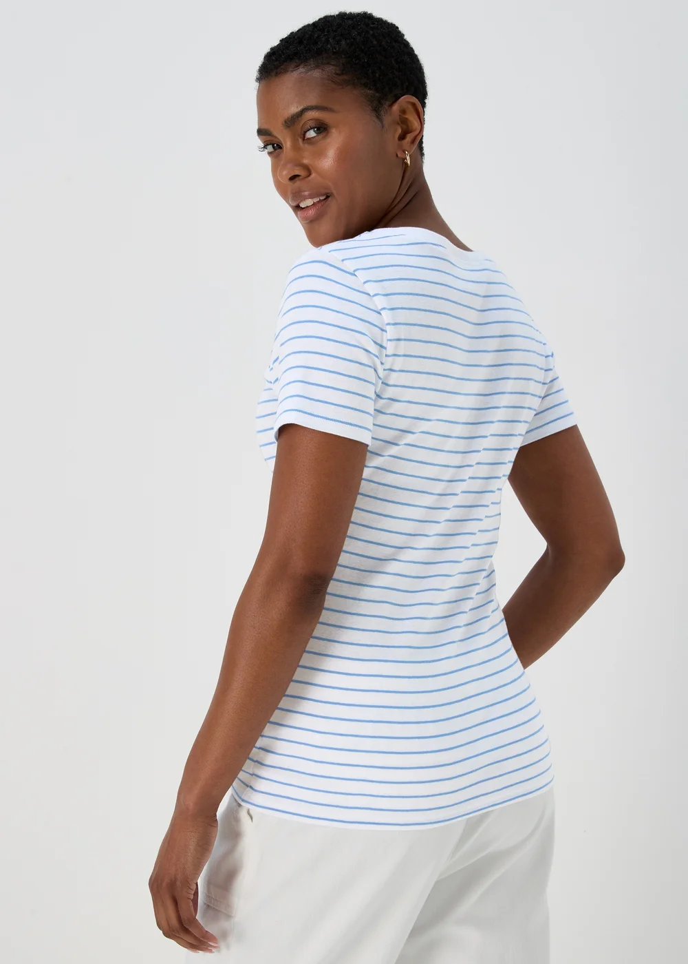 White & Blue Stripe T-Shirt - 8 Image 2