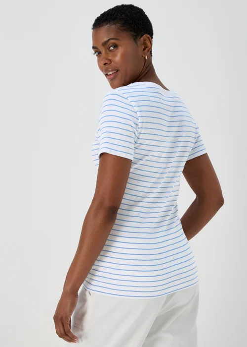 White & Blue Stripe T-Shirt - 8 Image 2