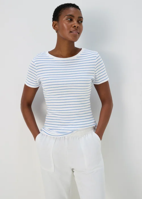 White & Blue Stripe T-Shirt - 8 Image 1