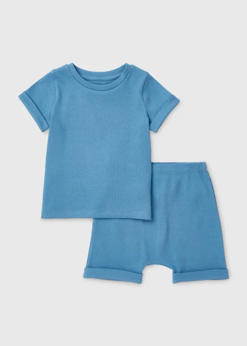 Baby Blue T-Shirt & Shorts Set (Newborn-23mths) - 0-3 months Image 1