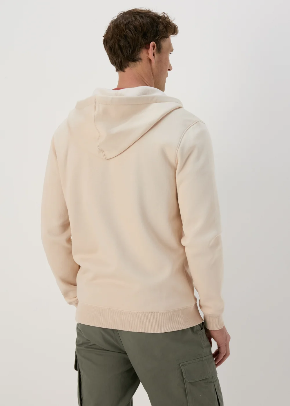 Beige Essential Zip Hoodie - S Image 2