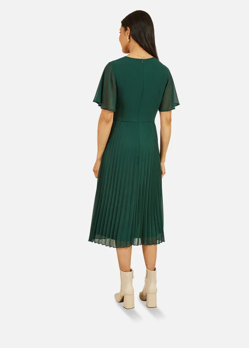 Yumi Pleated Wrap Over Midi Dress In Green - 8 Image 3