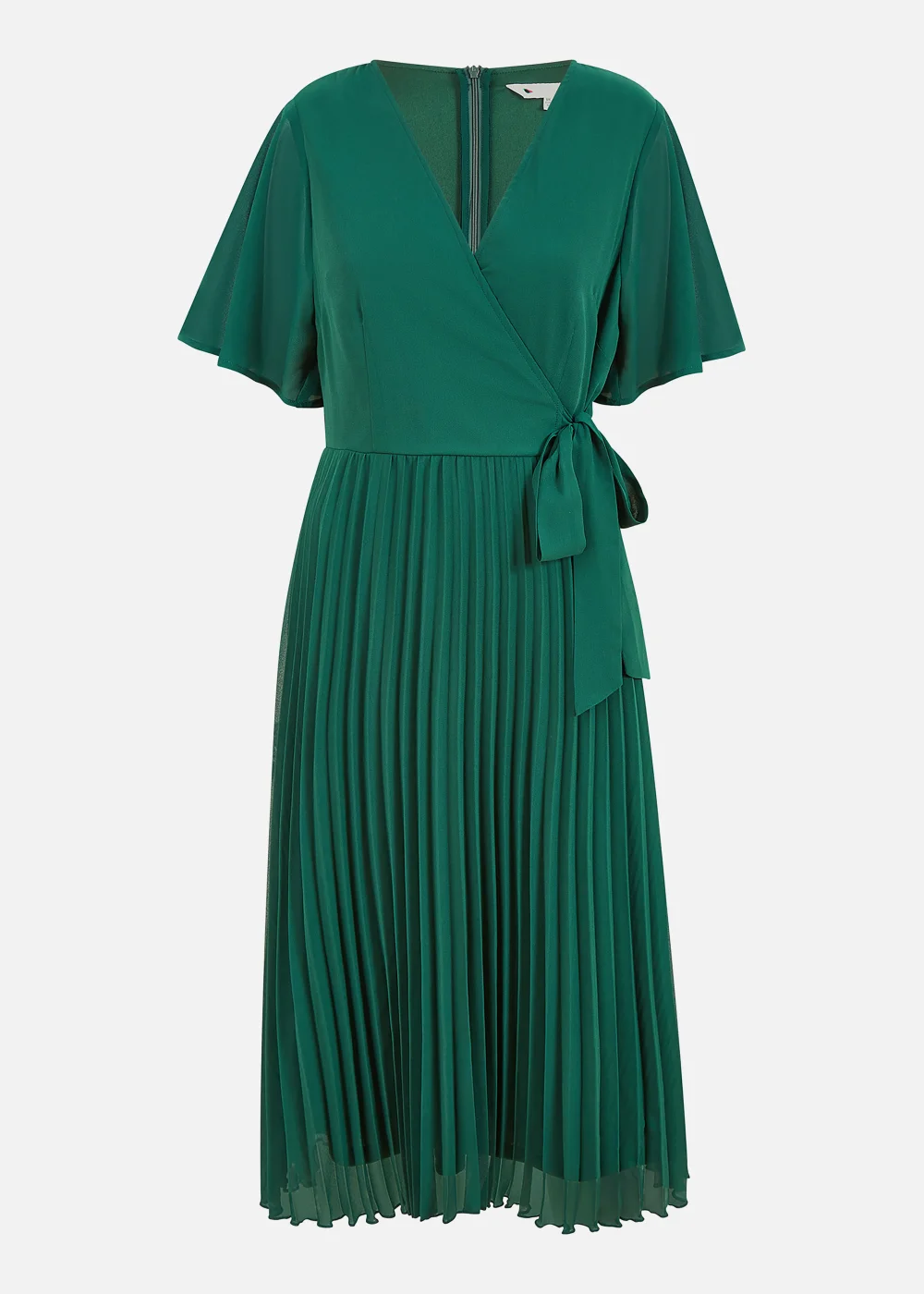 Yumi Pleated Wrap Over Midi Dress In Green - 8 Image 4