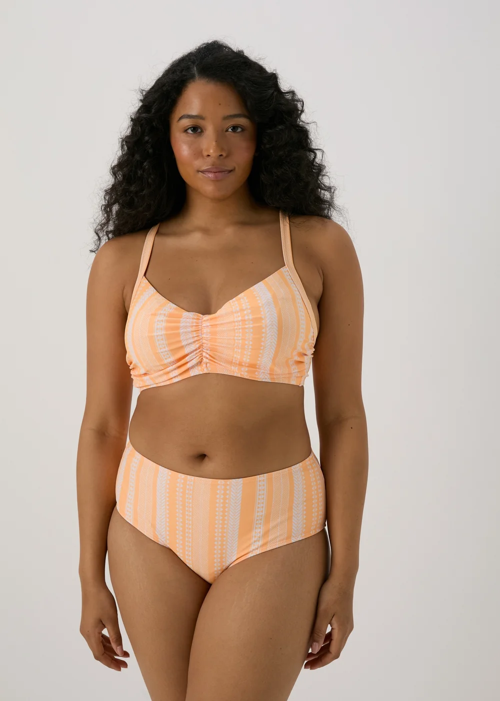 Orange Jacquard D Plus Ruched Bikini Top - 32DD Image 3