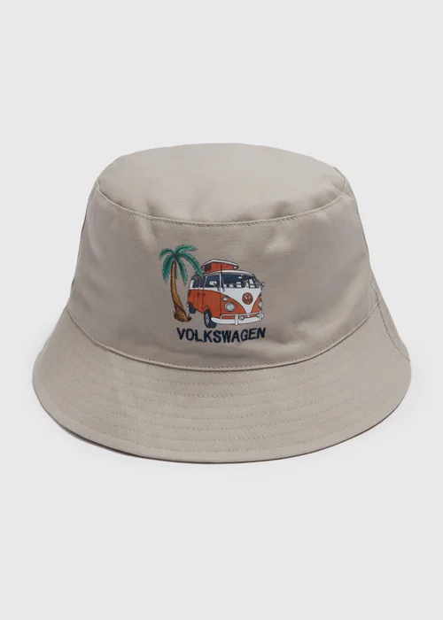Grey Orange Embroidered Bucket Hat - Small/Medium Image 1