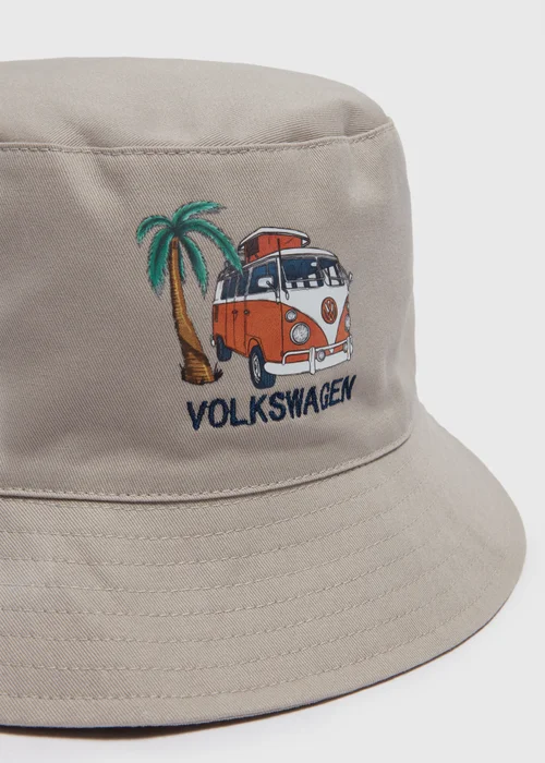 Grey Orange Embroidered Bucket Hat - Small/Medium Image 2