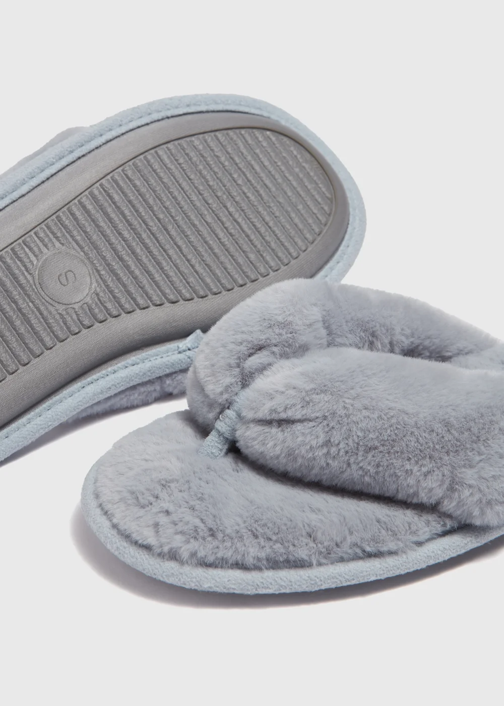 Grey Fur Slippers - Small Image 2