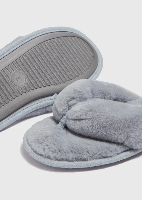 Grey Fur Slippers - Small Image 2