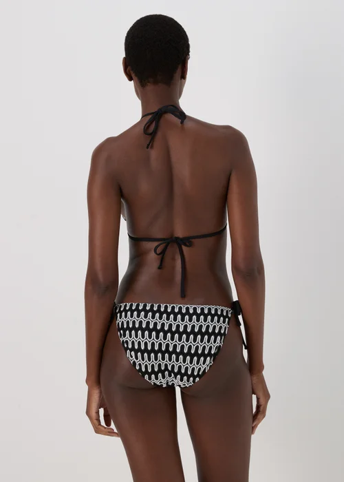 Black Mono Print Textured Bikini Bottoms - Size 6 Image 2