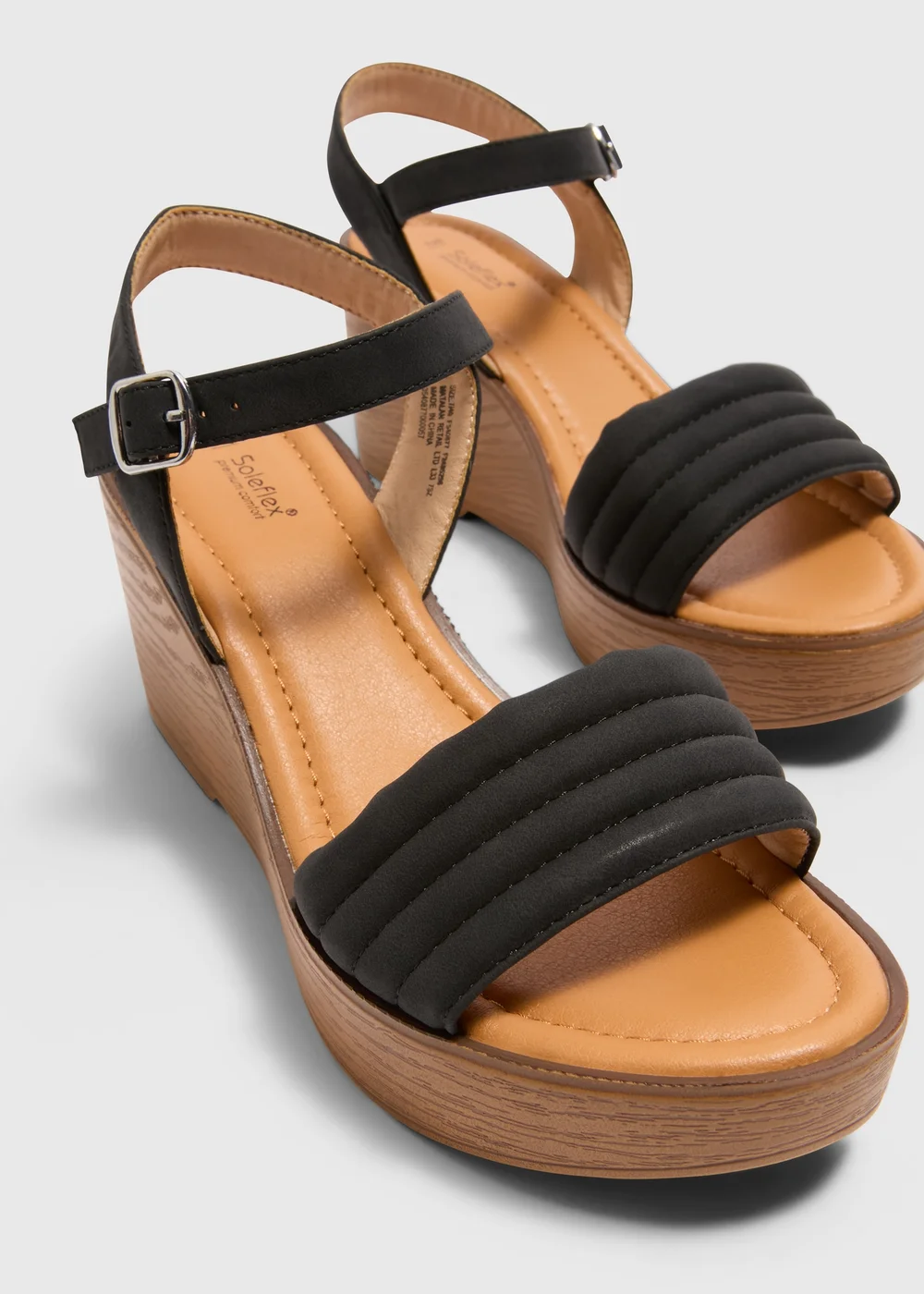 Black Padded Wedged Sandals - Size 3 Image 2