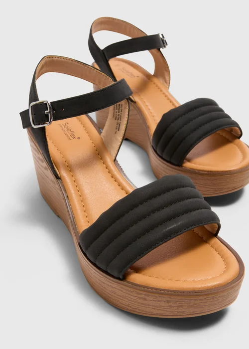 Black Padded Wedged Sandals - Size 3 Image 2