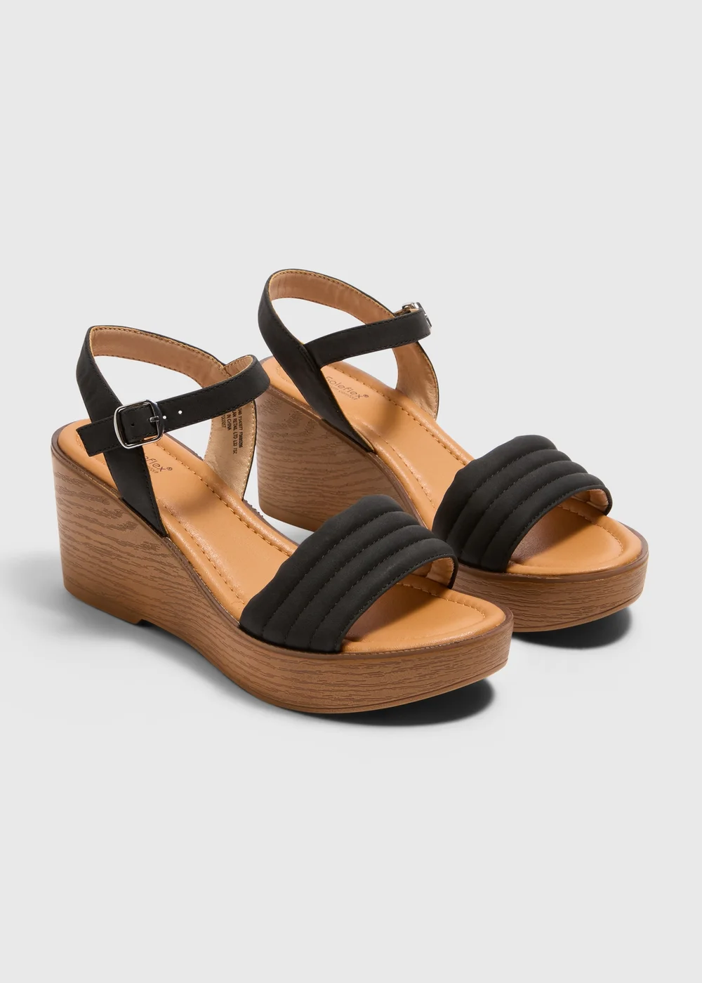 Black Padded Wedged Sandals - Size 3 Image 1