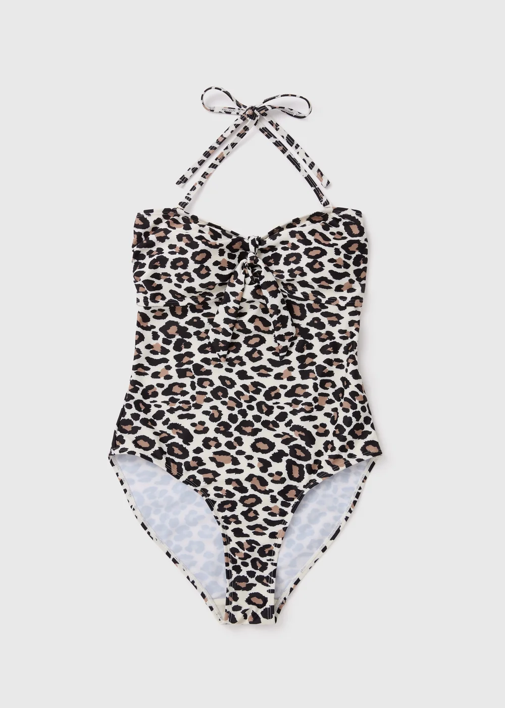 Brown Animal Print Tie Front Swimsuit - 6 Image 4