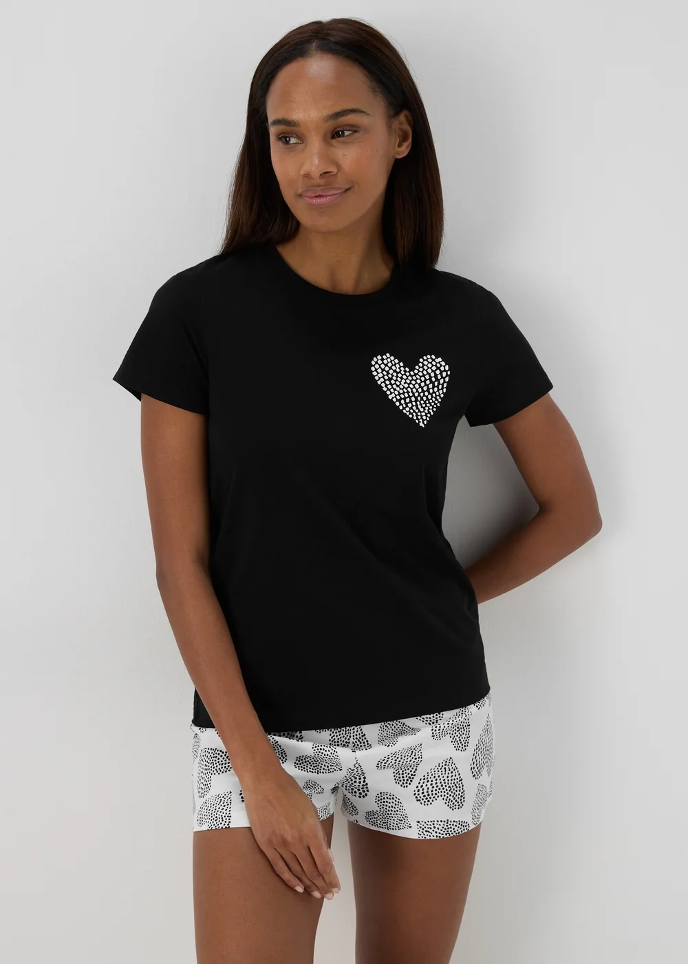 Black Heart Print Pyjama Set - Extra small Image 1