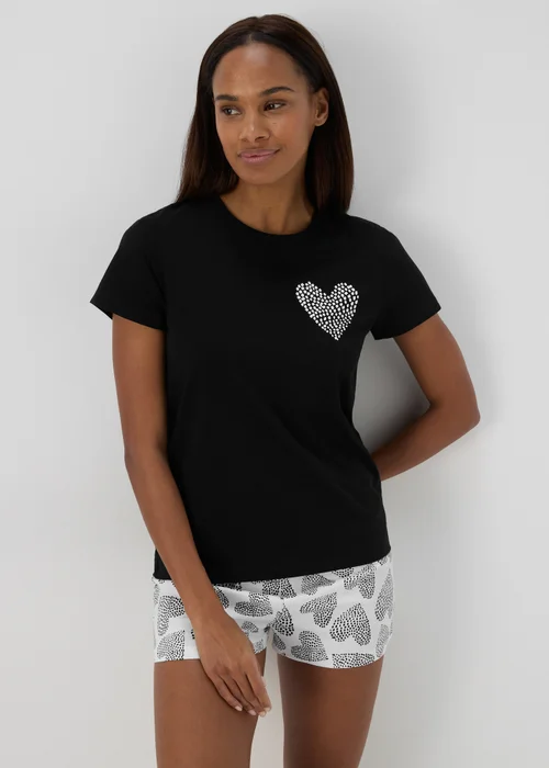 Black Heart Print Pyjama Set - Extra small Image 1