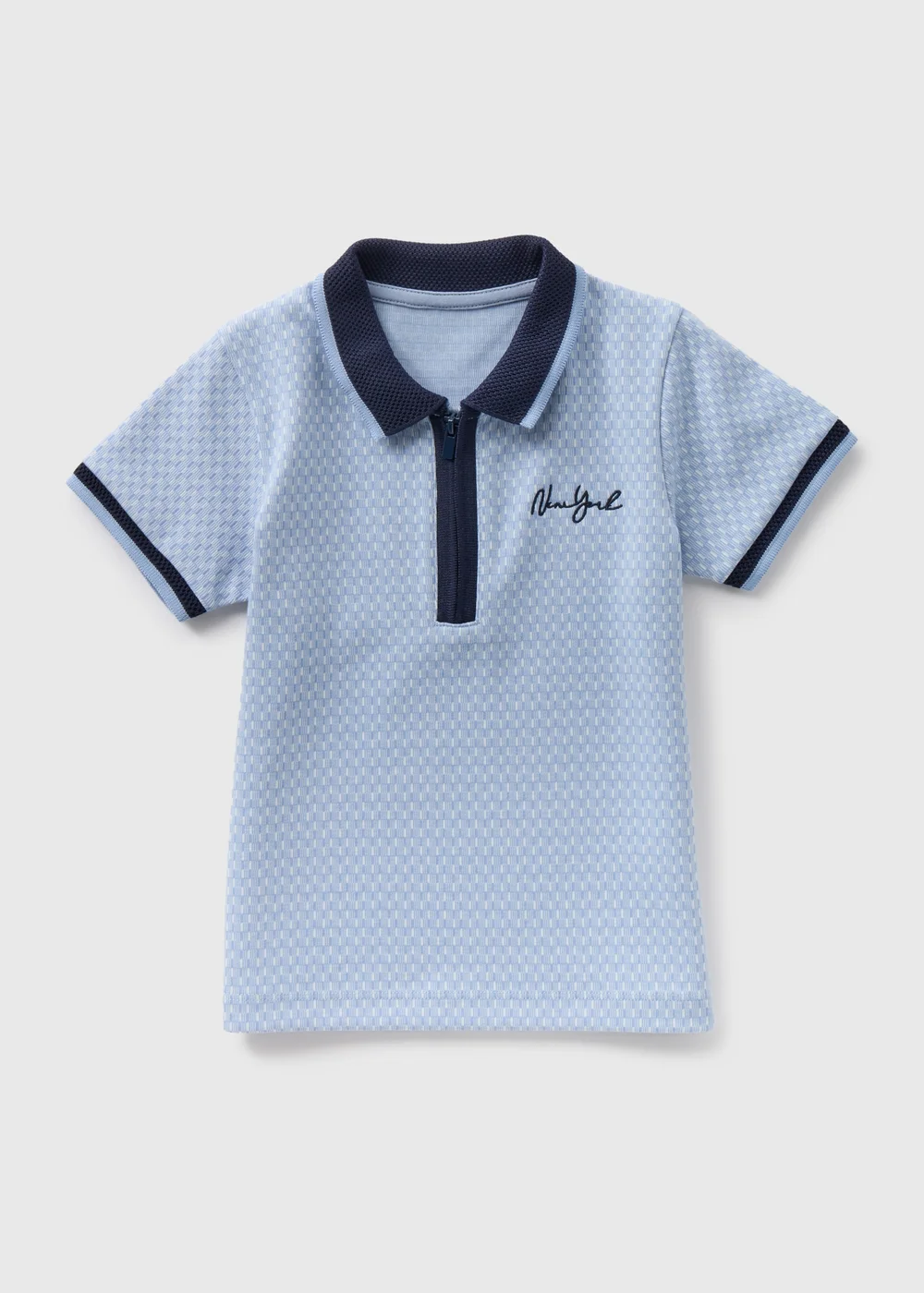 Boys Pale Blue Jacquard Collar Polo Shirt (1-7yrs) - 1-1.5 Yrs Image 1