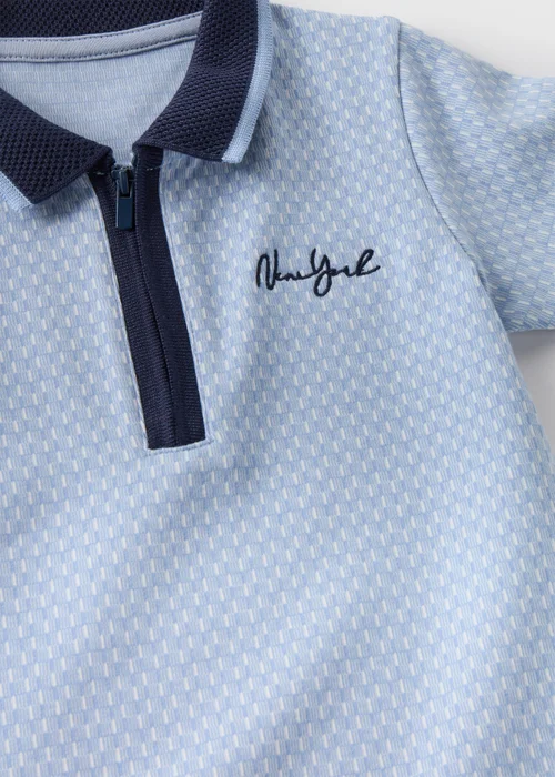Boys Pale Blue Jacquard Collar Polo Shirt (1-7yrs) - 1-1.5 Yrs Image 2