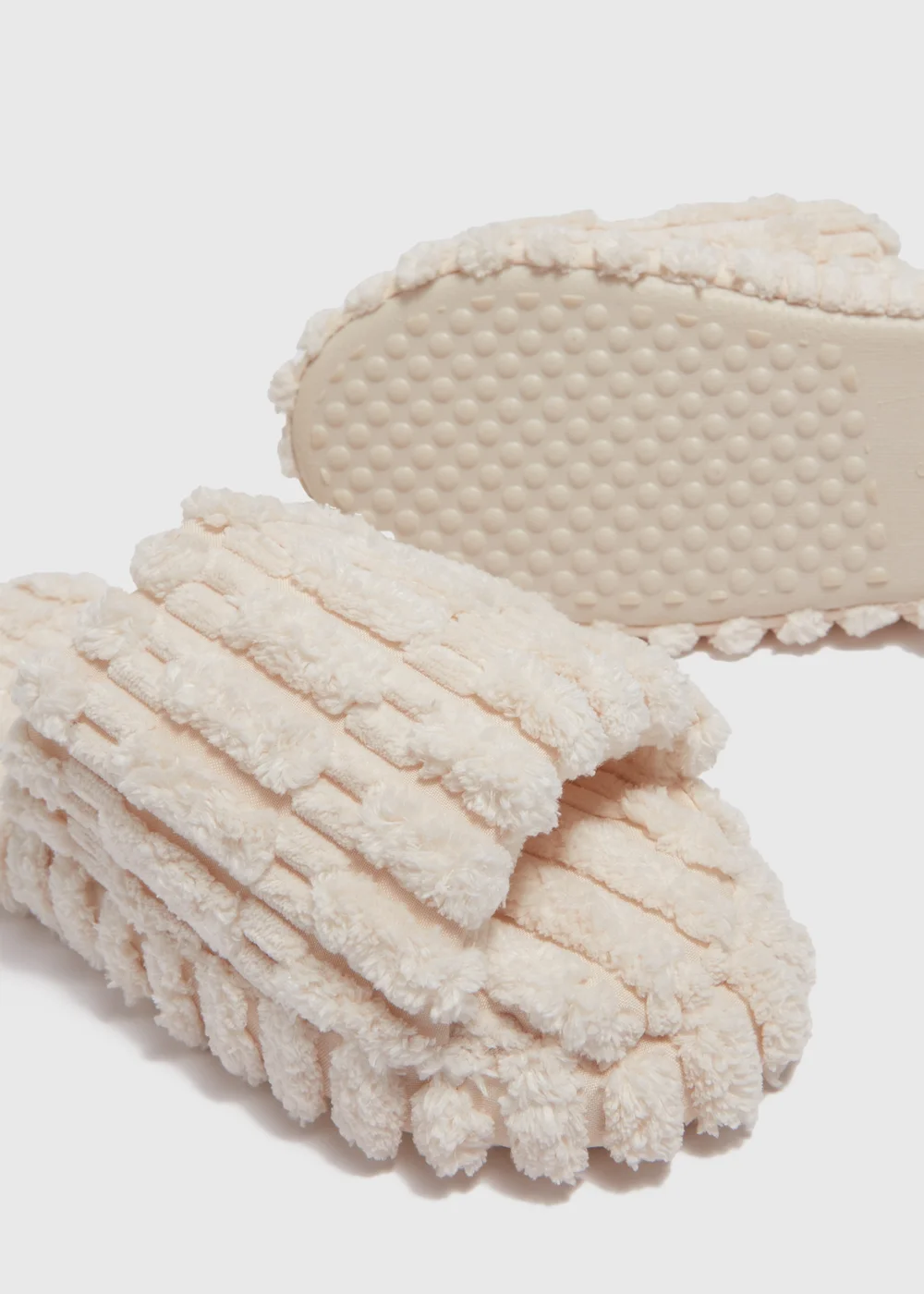 Cream Towelling Platform Sliders - Small Image 2