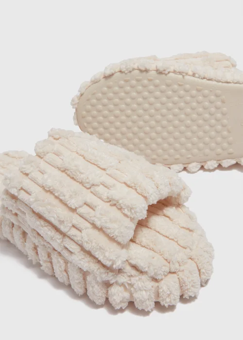 Cream Towelling Platform Sliders - Small Image 2