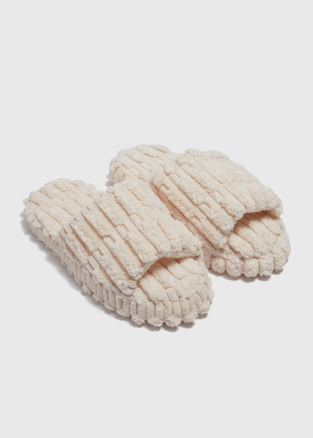 Cream Towelling Platform Sliders - Small Image 1