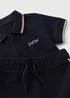 Boys Navy Quilted Polo Shirt & Shorts Set (1-7yrs) - 1 to 1 half years Image 2