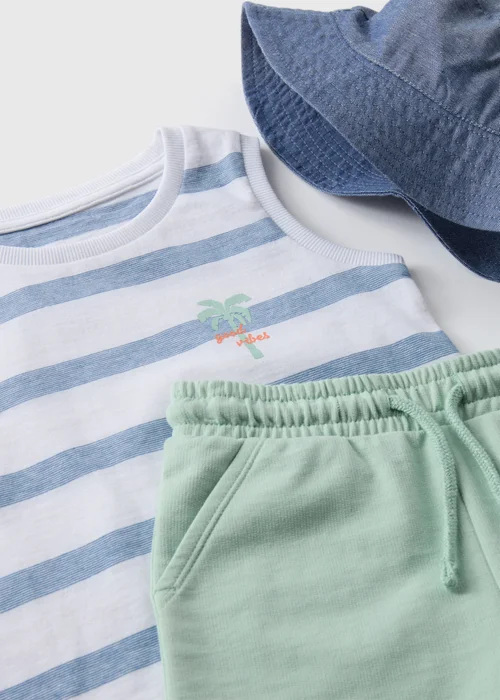 Boys Blue Bucket Hat Vest & Shorts Set (1-7yrs) - 1 to 1 half years Image 2